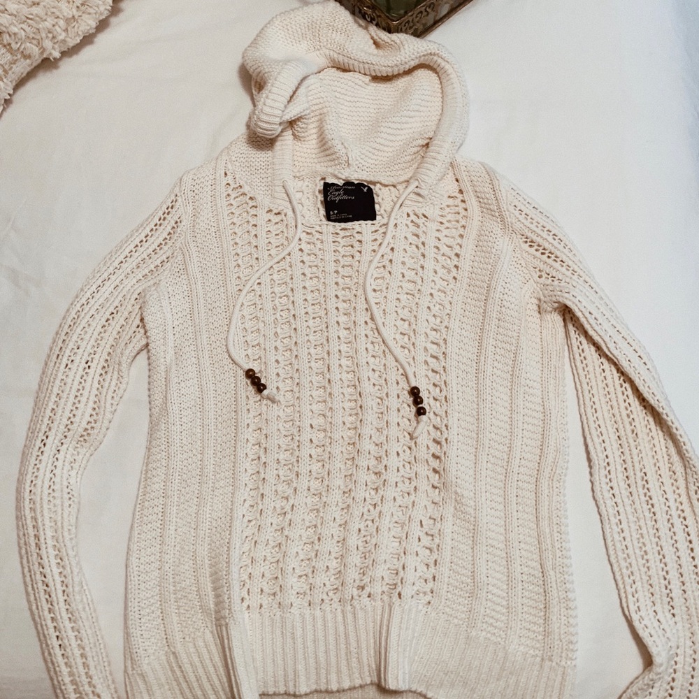 Hooded American Eagle Knit Sweater